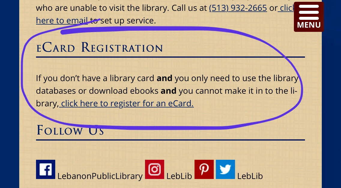 Where to find online application for library card